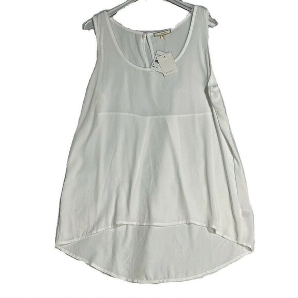 Pleione Womens White Sleeveless High-Low Blouse Small 100% Polyester Made In USA - Picture 8 of 8